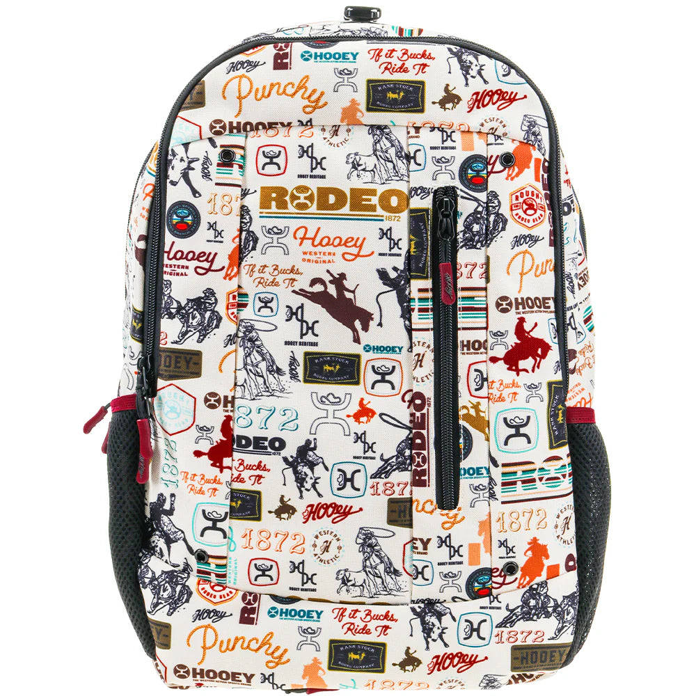 HOOEY "Rockstar" Hooey Backpack Cream Rodeo Pattern w/Black Accents