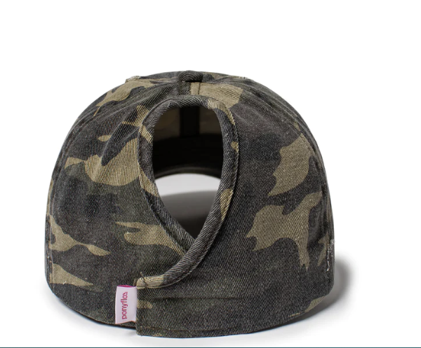 VELCRO SOLID CAMO PONYTAIL HAT