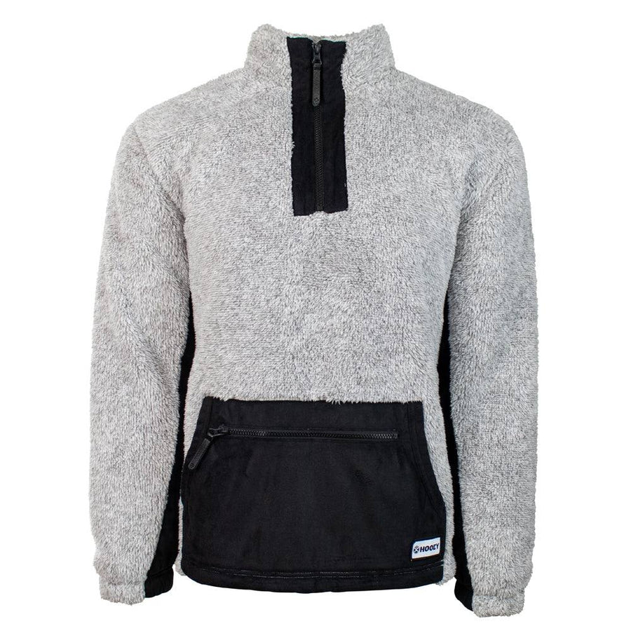 HOOEY JACKET MEN'S GRAY FLEECE PULLOVER WITH BLACK ACCENT