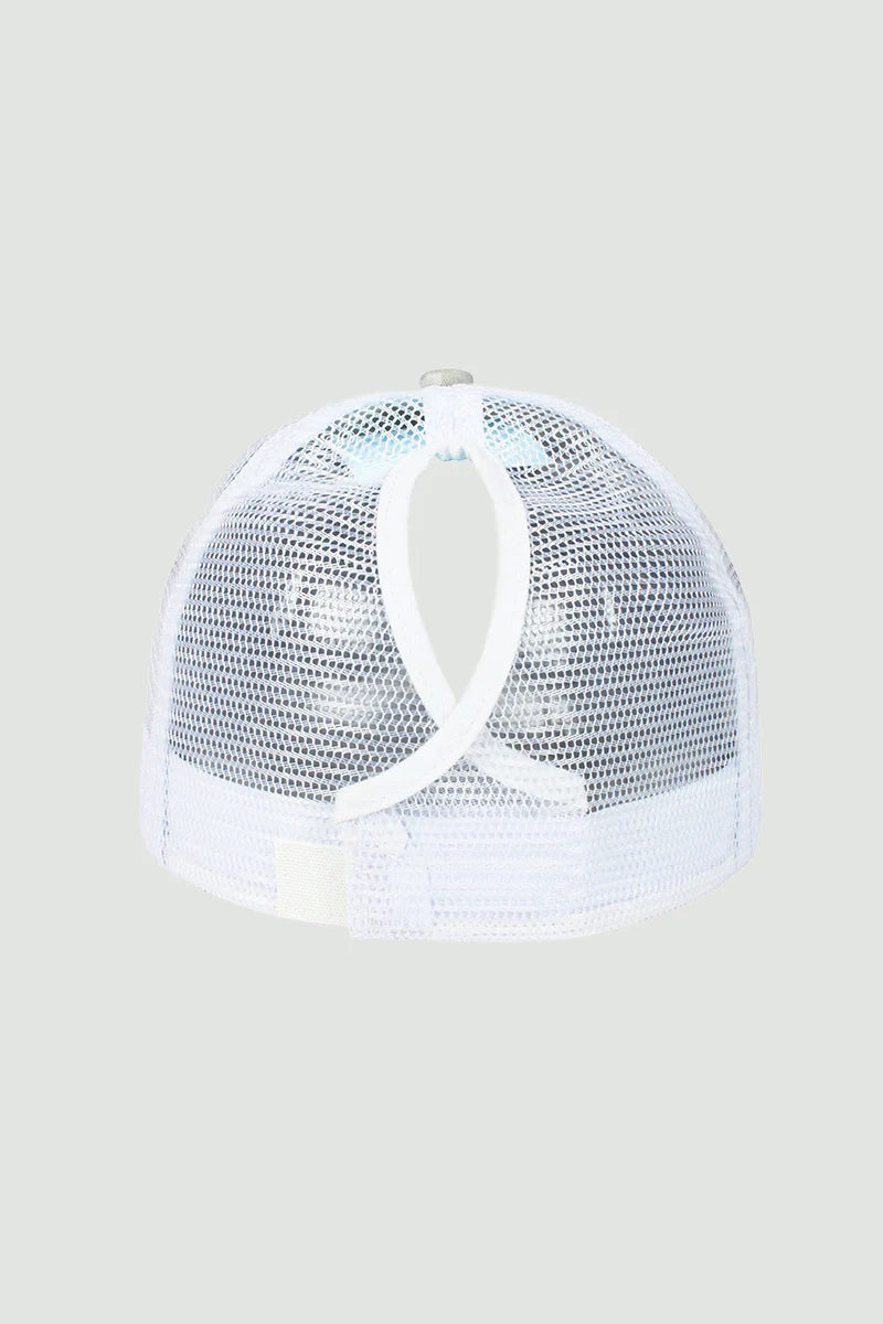 VELCRO WHITE CAMO MESH PONYTAIL HAT
