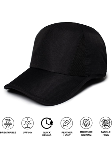VELCRO BACK PONY TAIL HAT FEATHER LIGHT ACTIVE