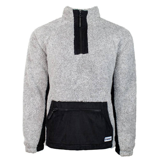 HOOEY JACKET MEN'S GRAY FLEECE PULLOVER WITH BLACK ACCENT