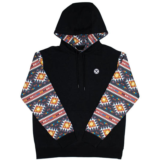 HOOEY HOODY "Summit" Black w/Red & Tan Aztec Pattern Hoody