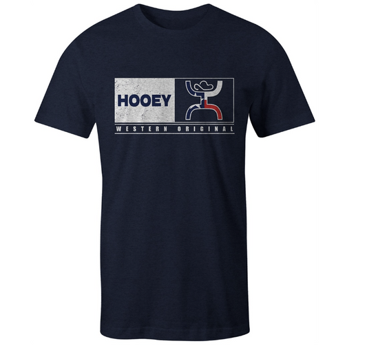 HOOEY CREW NECK TSHIRT RED WHITE BLUE TX