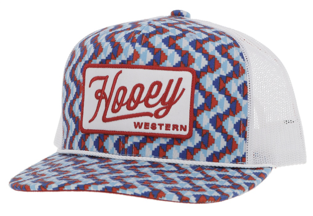 HOOEY LAKOTA BLUE / WH TRUCKER RED / WHITE RECTANGLE PATCH OSFA