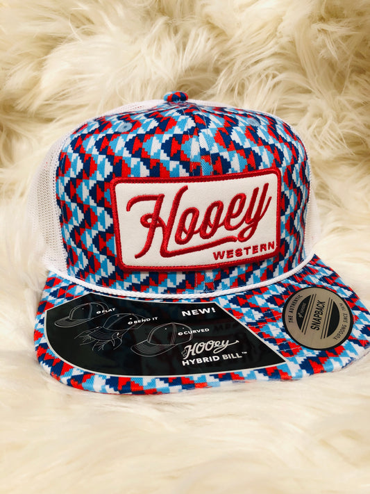 HOOEY LAKOTA BLUE / WH TRUCKER RED / WHITE RECTANGLE PATCH OSFA