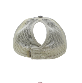 VELCRO GREY FRONT SOLID MESH BACK PONY TAIL HAT