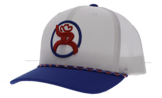 HOOEY STRAP ROUGHY WHITETRUCKER RED / BLUE PATCH OSFA
