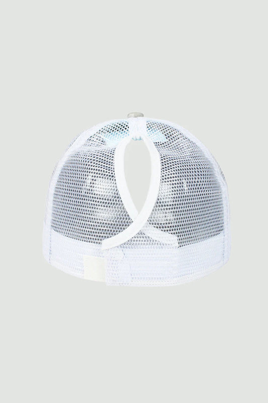 VELCRO WHITE CAMO MESH PONYTAIL HAT